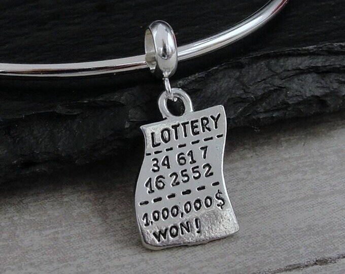 Lottery Ticket European Charm, Lottery Winner Dangle Charm, Lottery Charm with Bail, Millionaire Charm, Bracelet Charm, Large Hole Bead