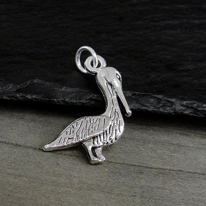 Pelican Charm, Silver Pelican Pendant for Necklace or Bracelet, Seabird Charm, Bird Charm, Beach Bird Pendant, Pelican Gift, Pelican Jewelry