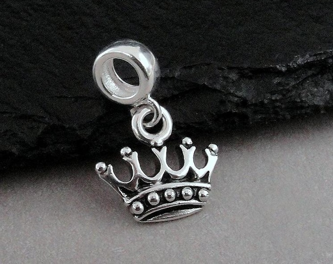 Royal Crown European Charm, Silver Queen's Crown Charm, King's Crown Charm with Bail, Princess Charm, Prince Charm, Royal Family Charm