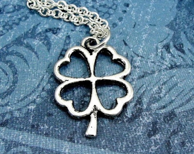 Shamrock Clover Necklace, Silver Shamrock Clover Charm on a Silver Cable Chain