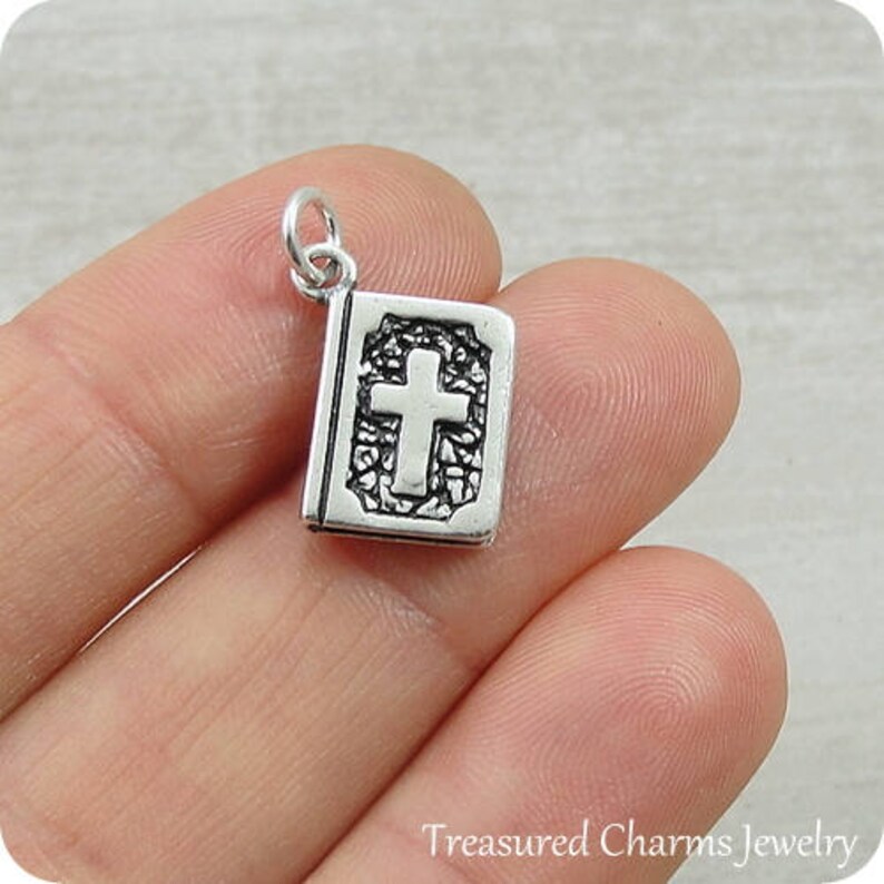 Holy Bible Charm Sterling Silver Bible Charm for Necklace or Etsy