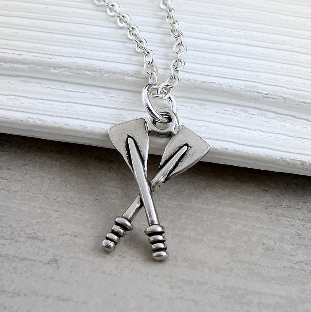 Rowing Oars Necklace Silver Plated Boat Paddle Charm Etsy