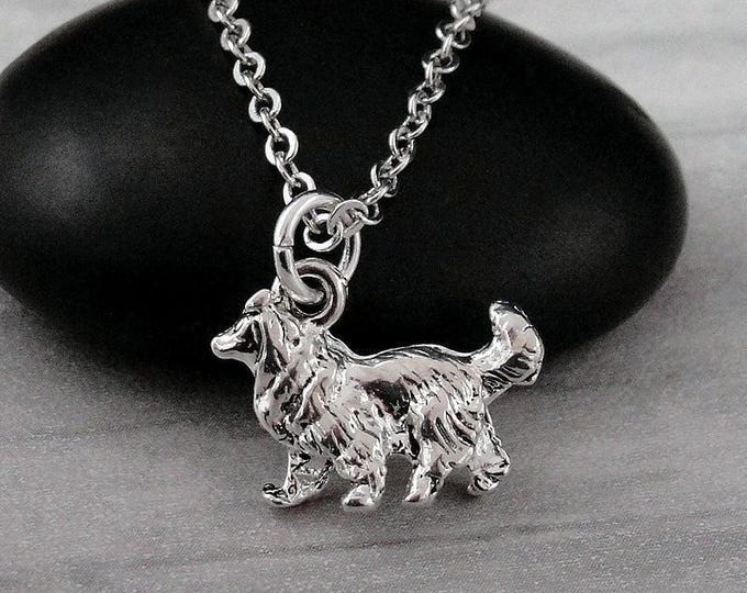 Collie Necklace, Silver Plated 3D Collie Charm Necklace, Sheltie Necklace, Sheltie Charm, Shetland Sheepdog Necklace, Collie Gift Jewelry