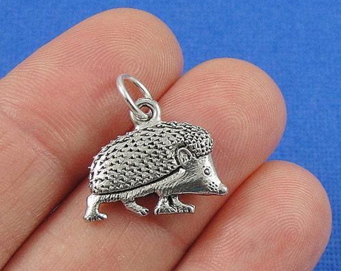 Hedgehog Charm - Silver Plated Hedgehog or Porcupine Charm for Necklace or Bracelet