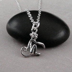 Spider Monkey Necklace, Silver Monkey Charm Necklace, Primate Charm Necklace, Cute Monkeky Necklace, Primate Necklace, Zoo Animal Necklace