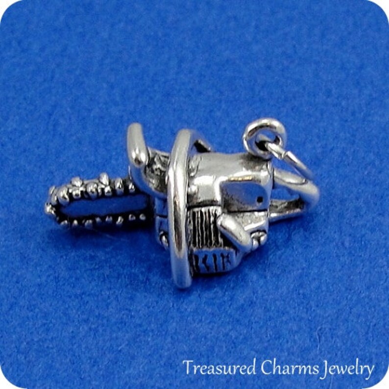 Chainsaw Charm Sterling Silver Chain Saw Charm for Necklace Etsy