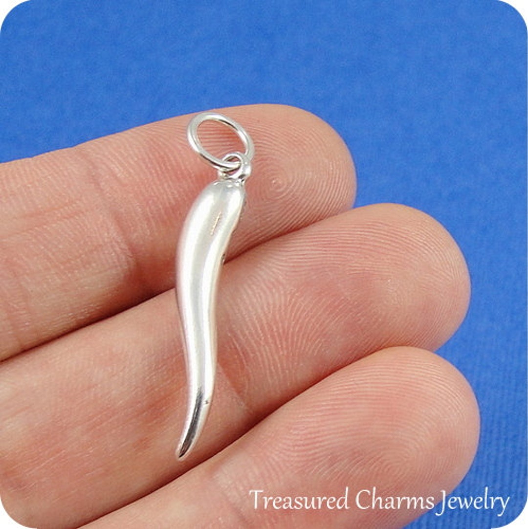 Italian Horn Charm Sterling Silver Italian Horn Charm for Etsy