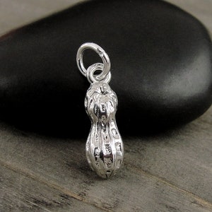 Peanut Charm - Silver 3D Peanut Charm for Necklace or Bracelet - Legume Charm - Nut Charm -  Peanut Gift - Peanut Jewelry