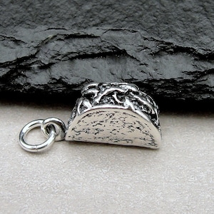 Taco Charm, 925 Sterling Silver 3D Taco Charm for Necklace or Bracelet, Mexican Food Charm, Taco Necklace, Burrito Charm, Food Charm Jewelry