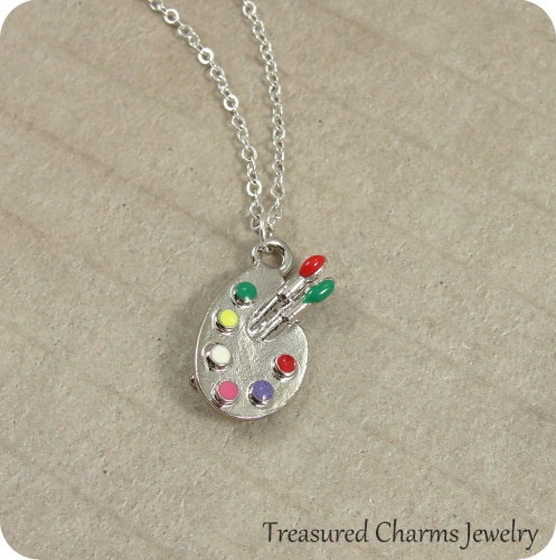 Artist Palette Necklace Silver Plated Artist Pain Palette Etsy
