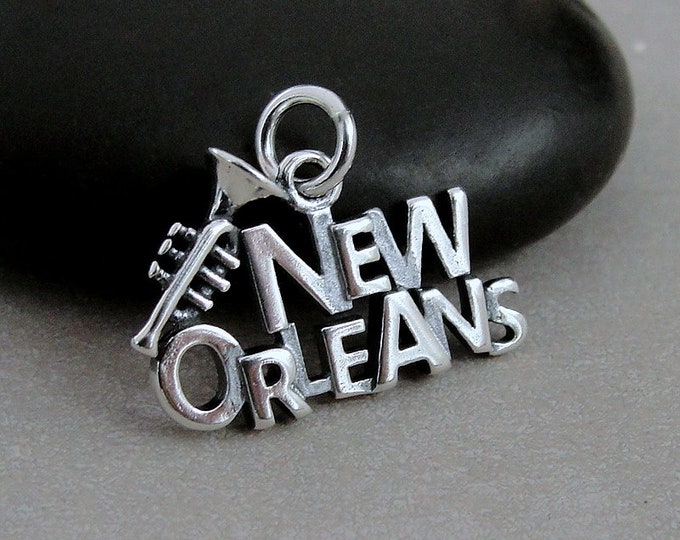 New Orleans Charm, 925 Sterling Silver New Orleans Charm for Necklace or Bracelet, Mardi Gras Charm, NOLA Charm, New Orleans Souvenir
