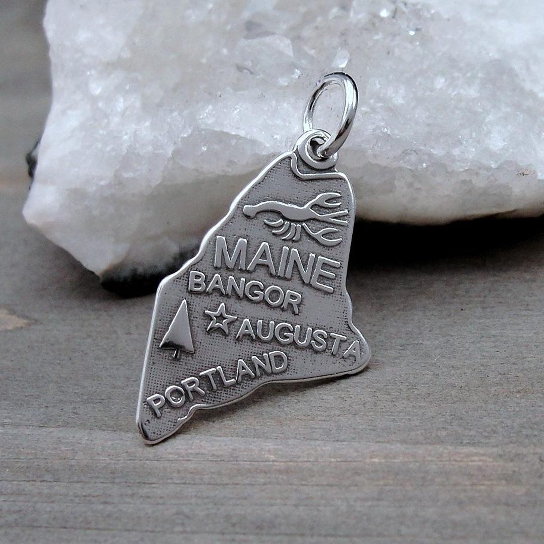 Portland Charm 925 Sterling Silver State of Maine Charm, Maine Shaped Charm, Portland ...