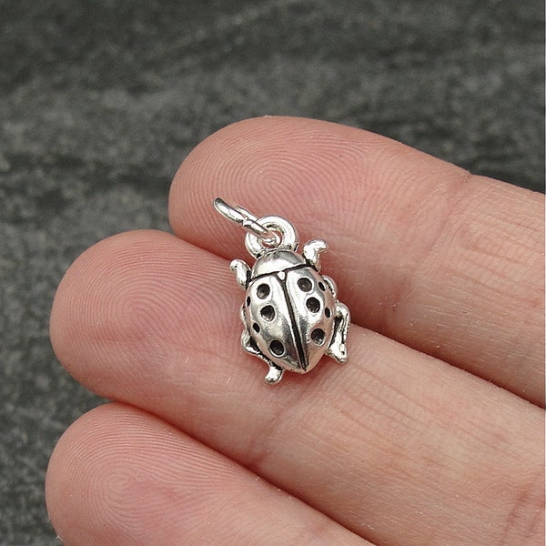 Silver Ladybug Charm, Ladybird Charm, Beetle Charm, Ladybug Jewelry, Ladybug Necklace Charm, Bracelet Charm, Ladybug Gift, Insect Charm