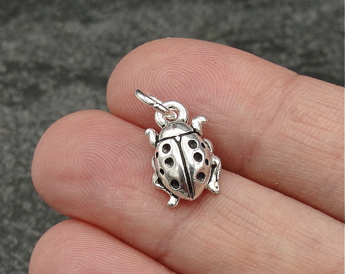 Silver Ladybug Charm, Ladybird Charm, Beetle Charm, Ladybug Jewelry, Ladybug Necklace Charm, Bracelet Charm, Ladybug Gift, Insect Charm