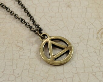 AA Recovery Necklace, Antique Bronze Recovery Necklace on a Bronze Cable Chain
