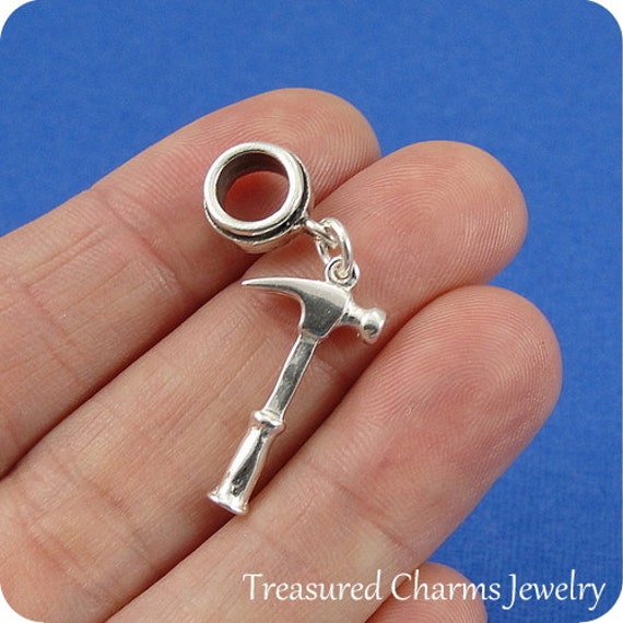 .925 Sterling Silver CRESCENT WRENCH Tool Dangle Bead CHARM fits EUROPEAN Bracel