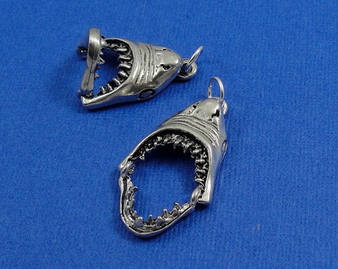 Shark Jaws Charm - Silver Shark Jaws Charm for Necklace or Bracelet