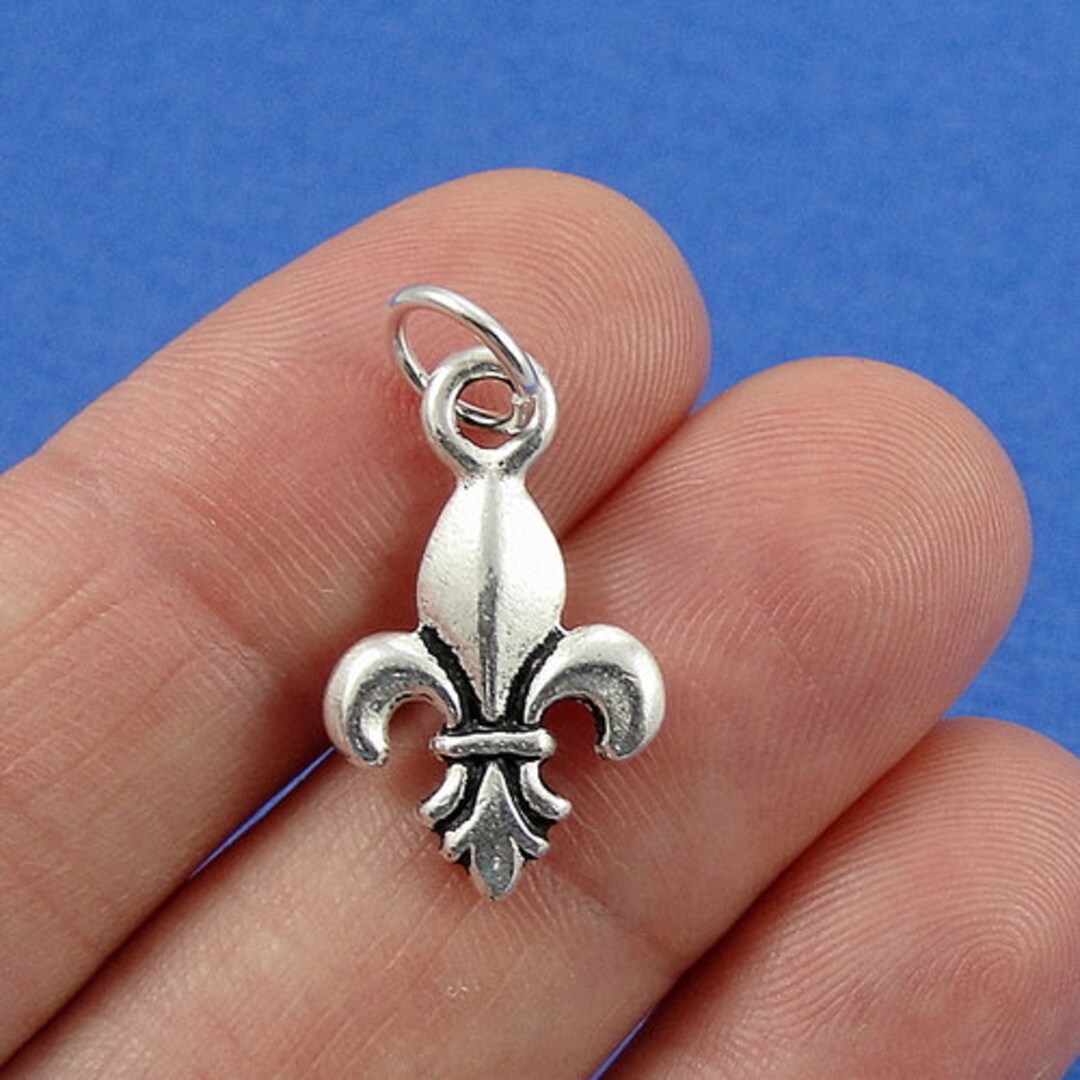 Fleur De Lys Charm Fleur De Lis Plaque Argent Charme pour Collier ou Bracelet Etsy France