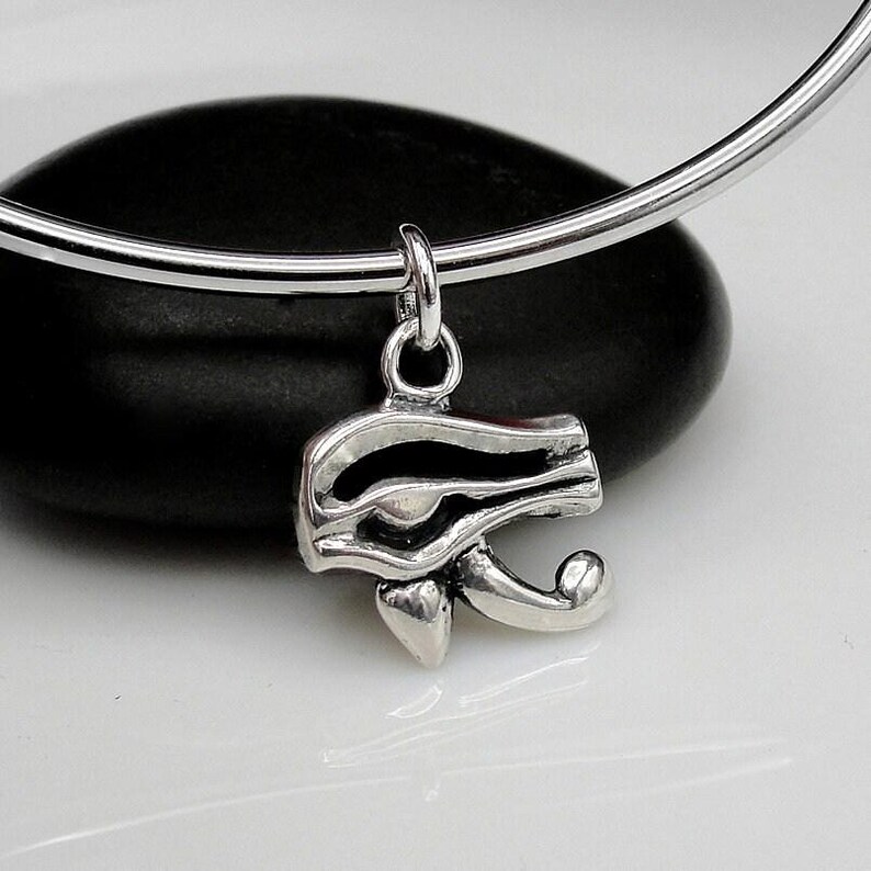 Eye of Horus Charm, 925 Sterling Silver Eye of Ra Charm for Necklace or Bracelet, Egyptian Charm, Egyptian Eye Charm, Egyptian Jewelry image 2