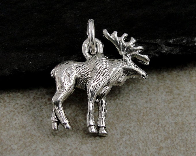 Moose Charm - Silver Plated Moose Charm for Necklace or Bracelet - Moose Pendant - Elk Charm - Reindeer Charm - Moose Gift - Moose Jewelry