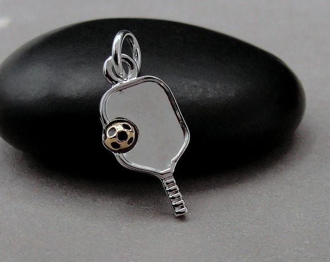 Silver Pickleball Charm, Pickle Ball Paddle Charm, Pickleball Pendant, Necklace Charm, Bracelet Charm, Pickleball Jewelry, PIckleball Gift