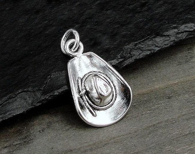 Cowboy Hat Charm, Silver Cowboy Charm for Necklace or Bracelet, Cowboy Hat Pendant, Cowboy Charm, 3D Cowboy Pendant, Country Western Charm