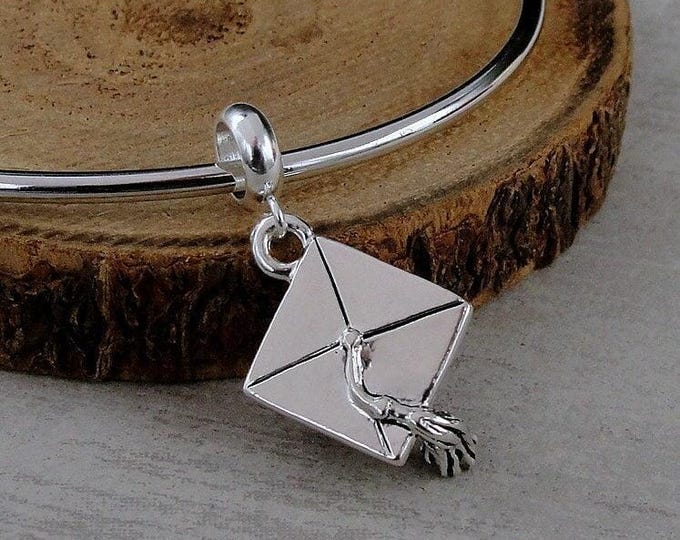 Graduation European Charm, Silver 3D Graduation Cap Dangle Charm, Grad Cap Charm with Bail, Class of 2023 Charm, Graduation Large Hole Bead