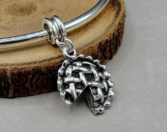 Silver Pie European Charm, Apple | Cherry Pie Dangle Charm, Pumpkin Pie Charm, Bracelet Charm, Large Hole Bead, Big Hole Bead