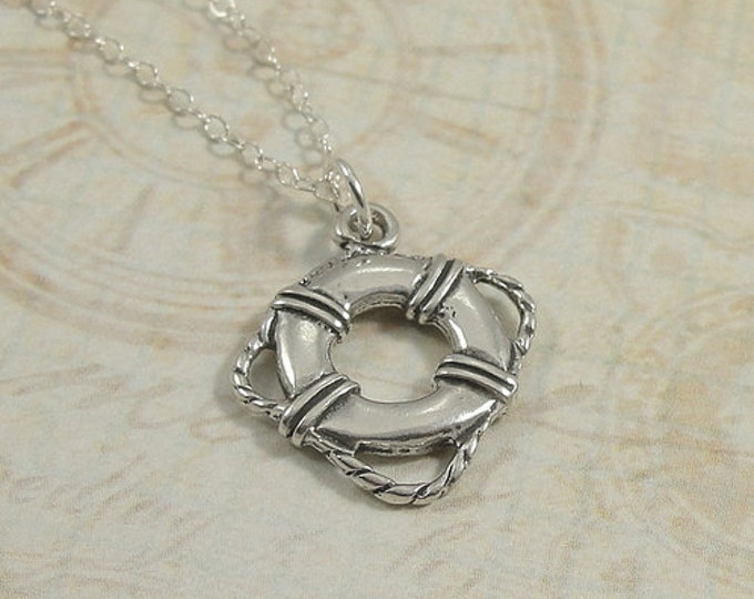 Life Preserver Necklace Sterling Silver Life Ring Preserver Etsy