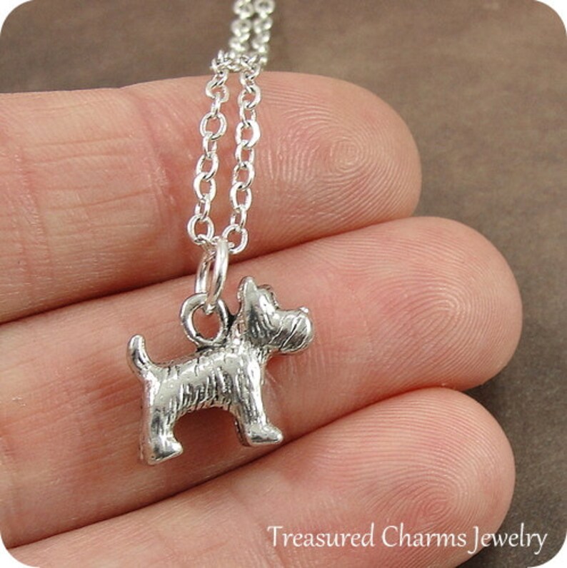Silver Scottie Dog Charm on a Silver Cable Chain Scottish Terrier Necklace