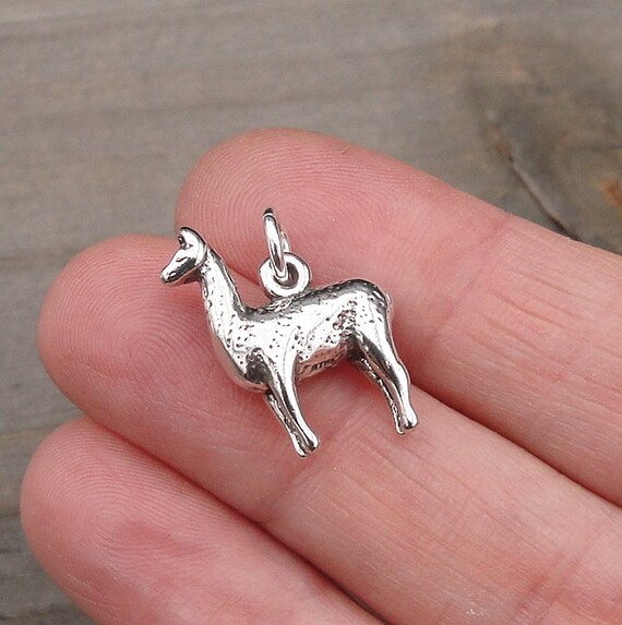 Llama Charm Sterling Silver Antiqued Finish 3D Llama Charm Sterling Silver Antiqued Finish 3D