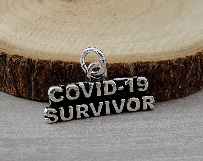 925 Sterling Silver COVID-19 Survivor Charm, COVID Survivor Pendant, Coronavirus Charm, I Survived COVID-19 Charm, Gift for Covid Survivor