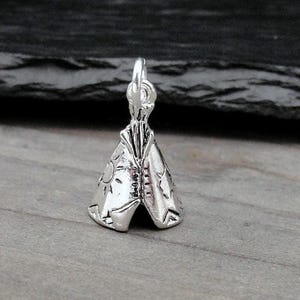 Tepee Charm, Silver 3D Tipi Charm for Necklace or Bracelet, Teepee Charm, 3D Tepee Necklace, Southwestern Charm, Native American Charm