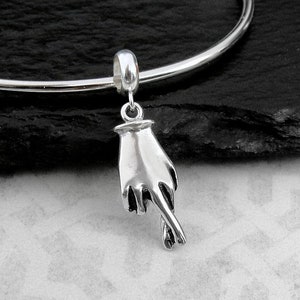 Fingers Crossed European Charm, 925 Sterling Silver Crossed Fingers Dangle Charm, Hand Charm with Bail, Bracelet Charm, Large Hole Bead