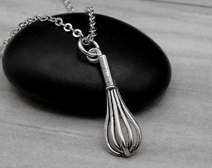 Baker's Whisk Necklace, Baking Whisk Charm, Baking Charm Necklace, Cooking Charm, Kitchen Utensil Charm, Gift for Chef, Gift for Cook