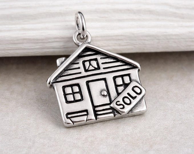Sold House Charm, 925 Sterling Silver Realtor Charm, Homeowner Charm, Bracelet Charm, Necklace Charm, New House Gift, Realtor Gift Jewelry