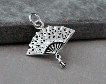 925 Sterling Silver Victorian Fan Charm, Hand Fan Charm, Folding Fan Charm, Victorian Lady Charm, Ladies Fan Charm Jewelry