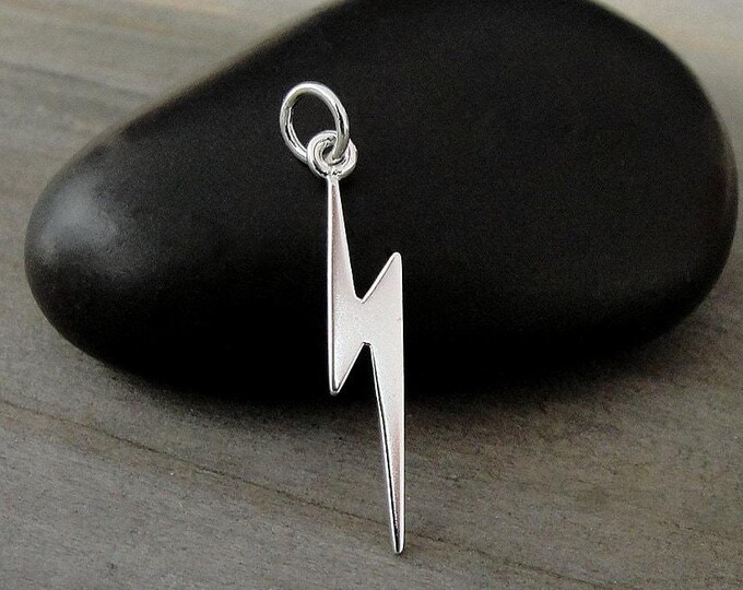 Lightning Bolt Charm, Sterling Silver Lightning Charm for Necklace or Bracelet, Weather Charm, Thunderstorm Charm, Lightning Bolt Pendant