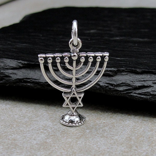 Menorah Charm, 925 Sterling Silver 3D Menorah Charm for Necklace or Bracelet, Hannukah Charm, Jewish Charm, Hanukkah Gift Jewelry