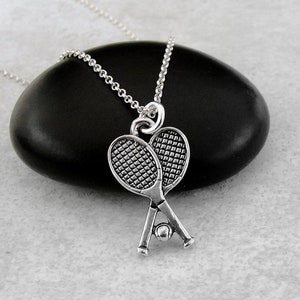 925 Sterling Silver Tennis Rackets Necklace, Tennis Racket Charm Necklace, Tennis Charm, Tennis Player Charm Necklace, Tennis Player Gift