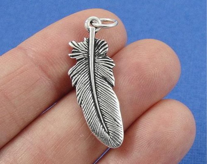 Feather Charm - Silver Plated Feather Charm for Necklace or Bracelet