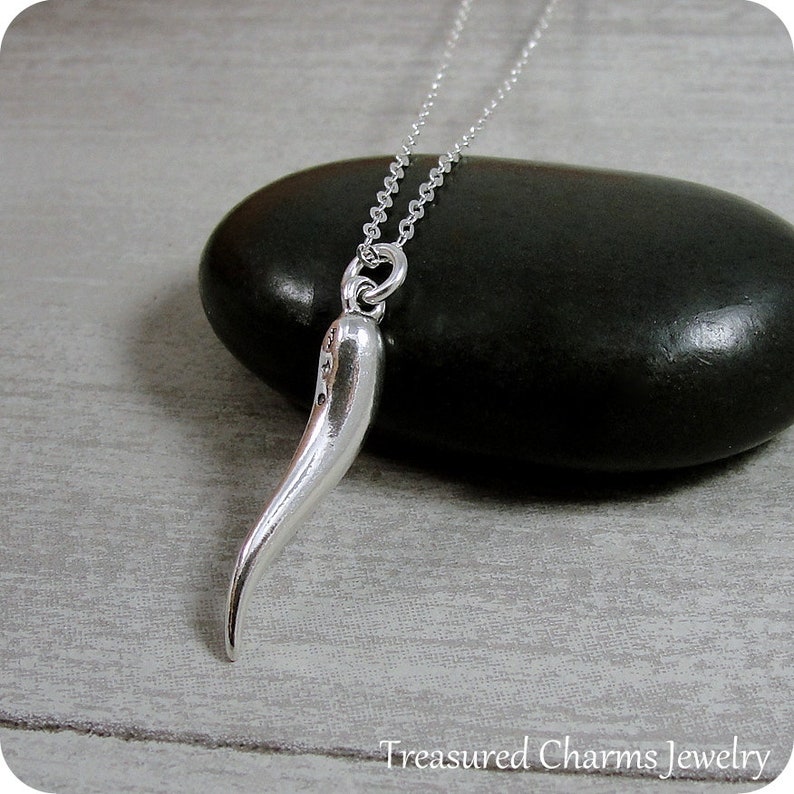 Italian Horn Necklace Sterling Silver Italian Horn Charm on a - Etsy