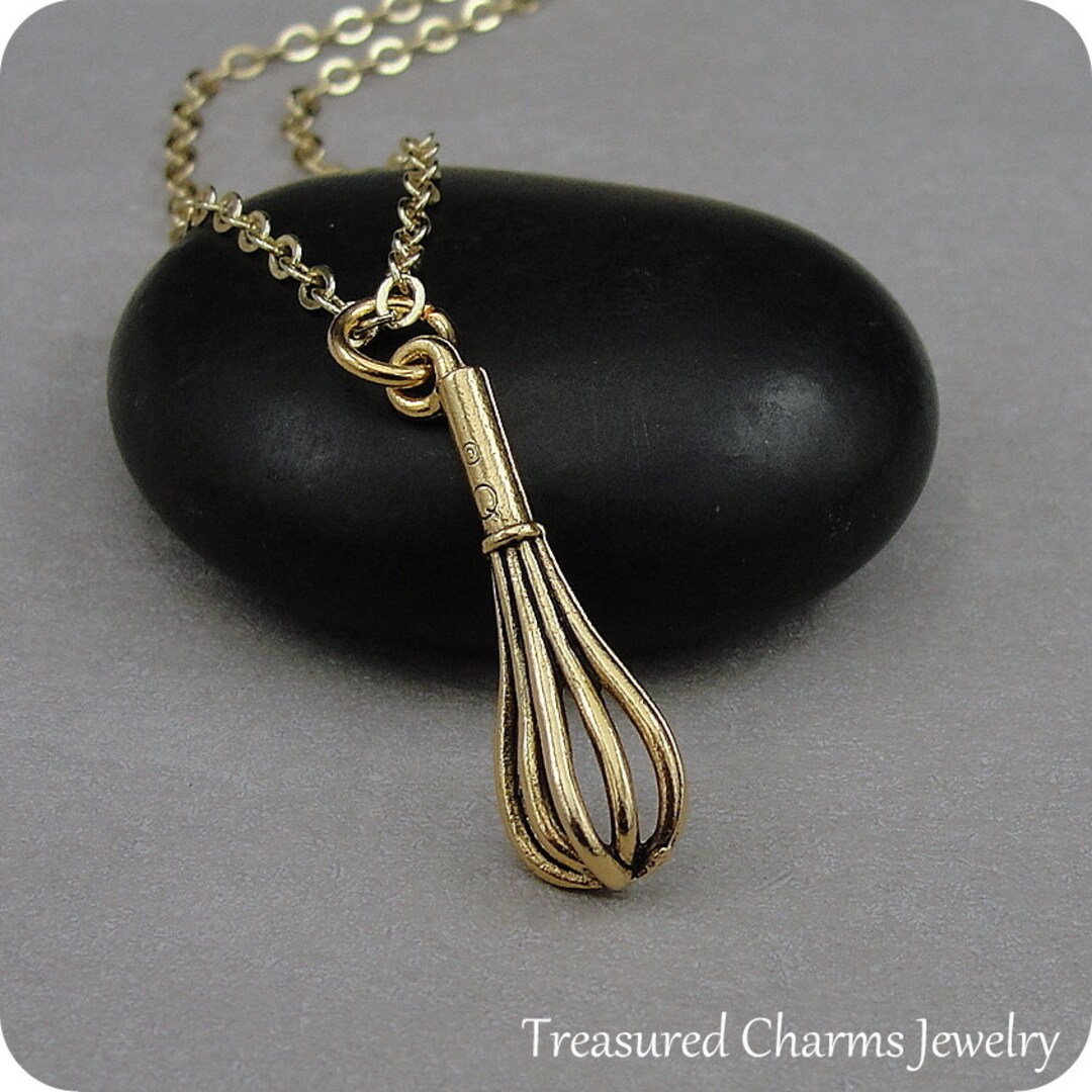 Whisk Necklace, Gold Whisk Charm Necklace, Baking Necklace, Baking