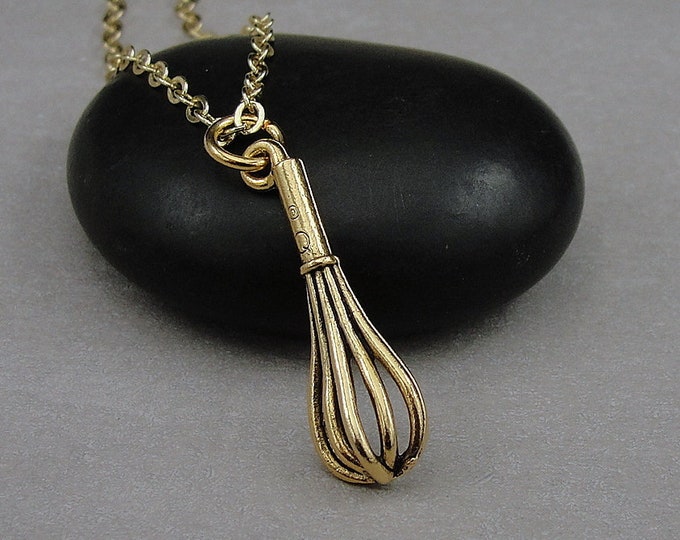 Whisk Necklace Gold Whisk Charm Necklace Baking Necklace Etsy