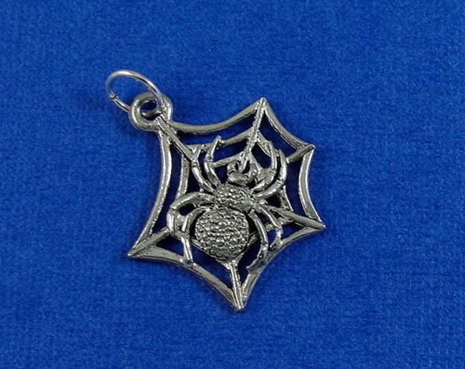 Spider Web Charm - Silver Plated Spider Web Charm for Necklace or Bracelet
