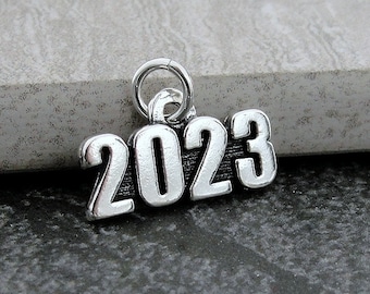 CLOSEOUT - 2023 Charm, Sterling Silver Year 2023 Charm, 2023 Pendant, 2023 Anniversary Charm, Class of 2023 Charm, Graduation Gift