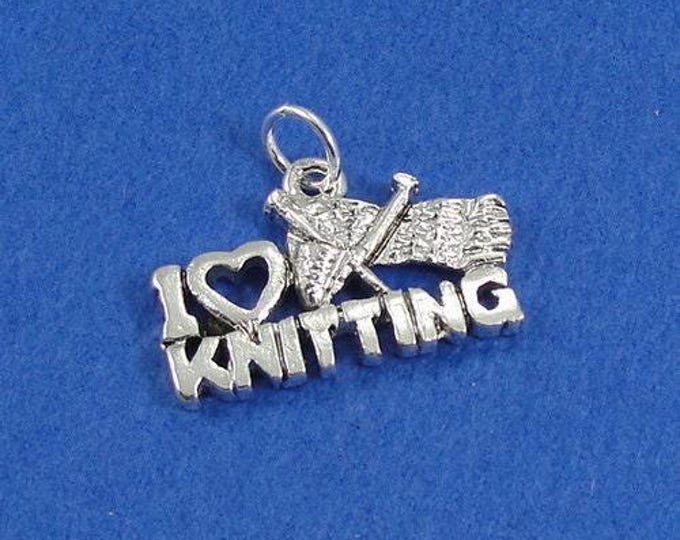 Love Knitting Charm - Silver Plated Knitting Charm for Necklace or Bracelet