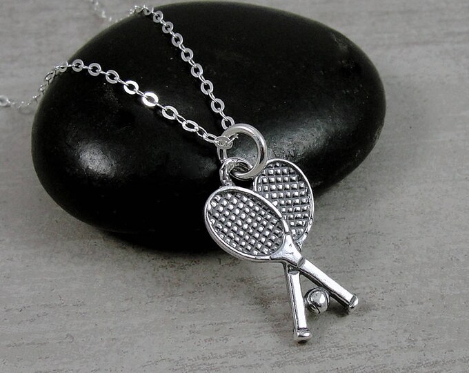 Tennis Rackets Necklace Sterling Silver Tennis Racket Charm Etsy