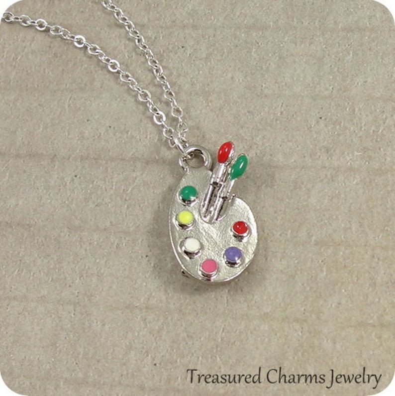 Artist Palette Necklace Silver Plated Artist Pain Palette Etsy