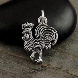 Rooster Charm, Silver Rooster Necklace Charm, Hen Charm, Farm Animal Charm, Rooster Pendant, Rooster GIft, Rooster Jewelry image 3